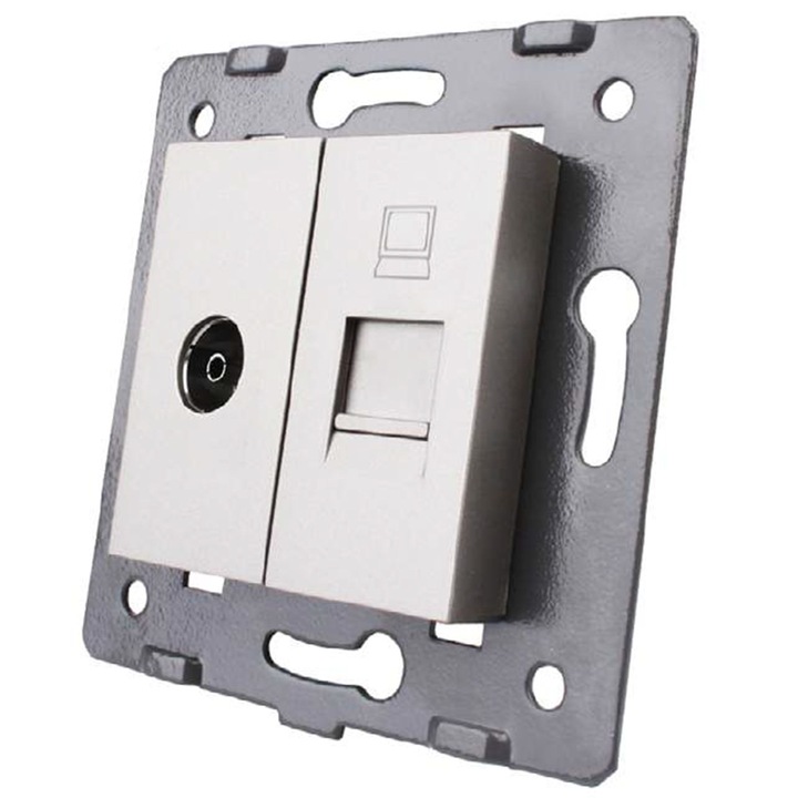 Двоен контакт LIVOLO, VL-C7-1VC-11, Телевизор/Компютър, Бял