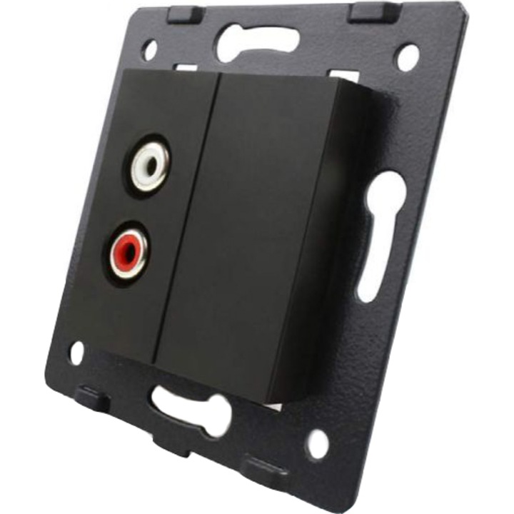 Priza simpla audio LIVOLO VL-C7-1AD-12, fara rama din sticla, Negru