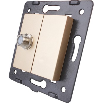 Priza simpla TV satelit LIVOLO VL-C7-1ST-13, fara rama din sticla, Auriu Priza simpla TV satelit LIVOLO VL-C7-1ST-13, fara rama din sticla, Auriu