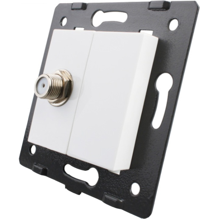 Priza simpla TV satelit LIVOLO VL-C7-1ST-11, fara rama din sticla, Alb