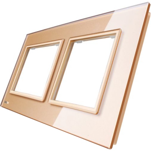 Rama priza dubla din sticla LIVOLO BB-C7-SR/SR-13, Auriu