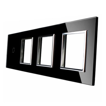 Panou intrerupator simplu si priza tripla din sticla cu touch LIVOLO BB-C7-C1/SR/SR/SR-12, Negru Panou intrerupator simplu si priza tripla din sticla cu touch LIVOLO BB-C7-C1/SR/SR/SR-12, Negru