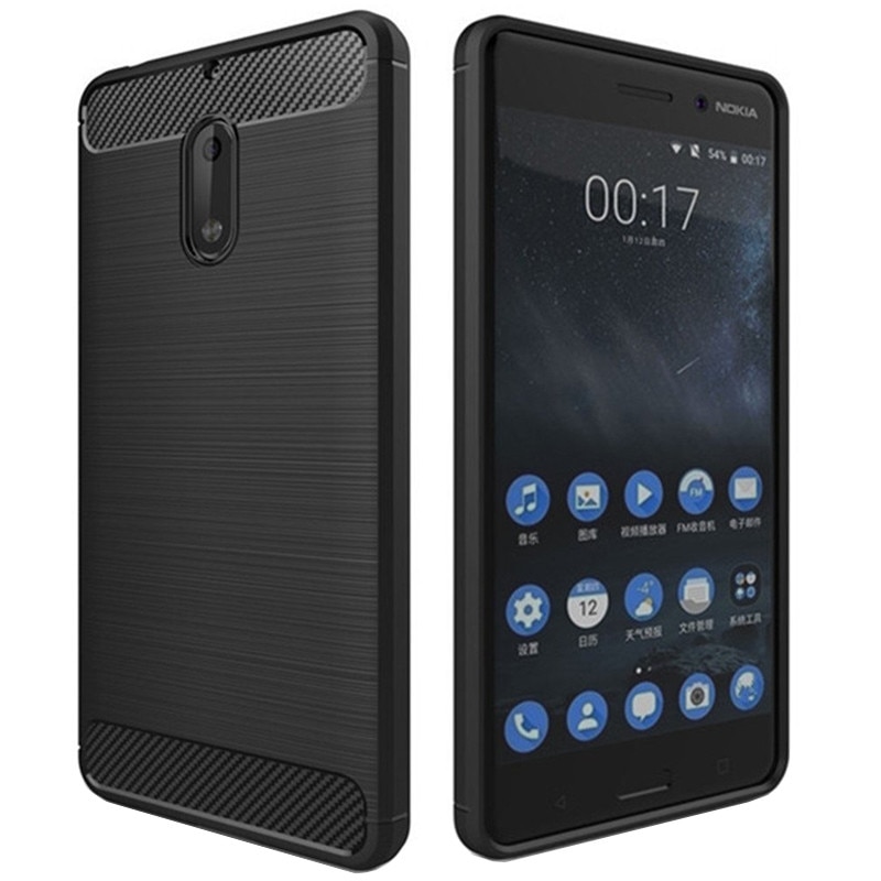 Husa de protectie carbon PROTECTS pentru Nokia 6, Black