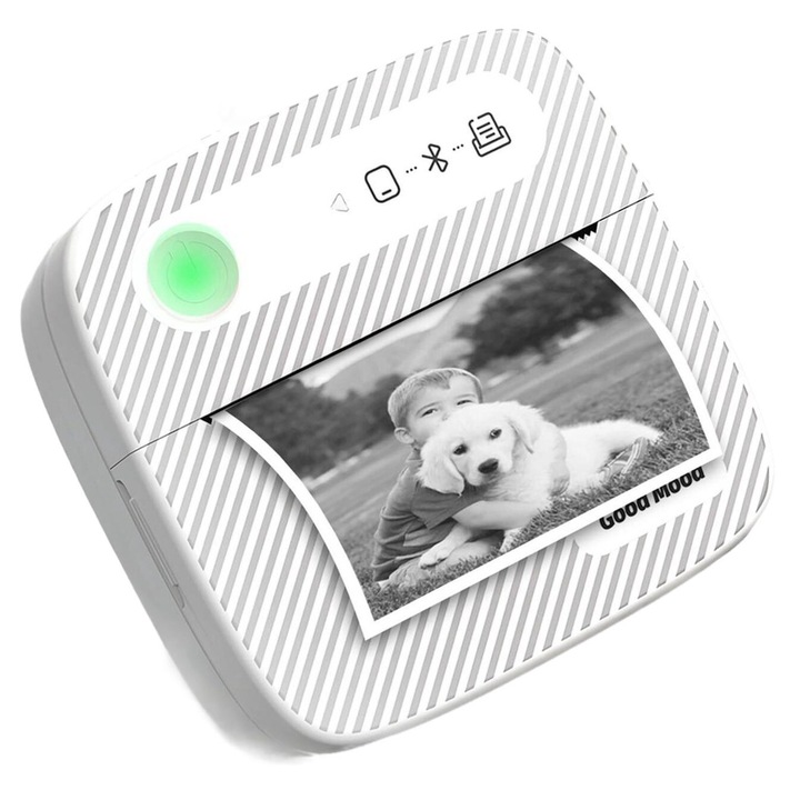 Преносим Bluetooth термопринтер, джакузи, 5 ролки стикери, 1200 mAh Li-Ion батерия, кабел за данни