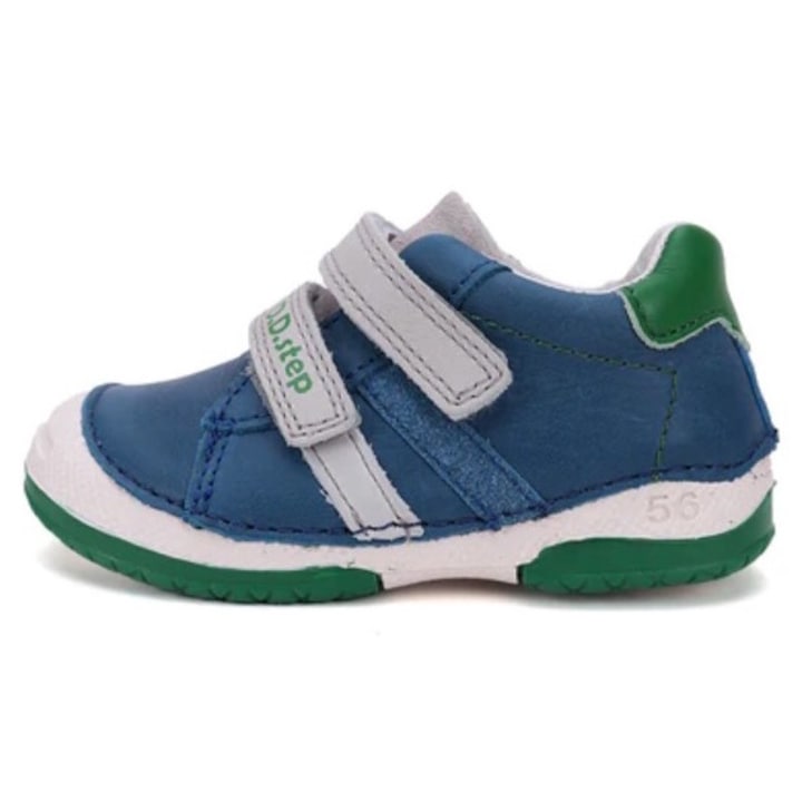 Pantofi copii, dd step, S038-51626, Piele naturala, Albastru, Verde/Multicolor/Albastru
