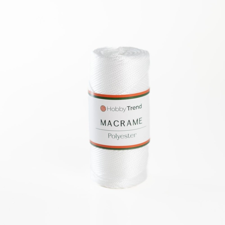 Fir Textil Hobby Trend Macrame No.4 001, alb, pentru crosetat si tricotat, acril, 230 m