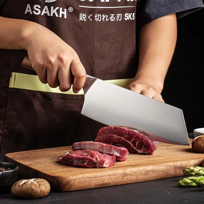 Cutit din inox, Japan, 19.5 cm, maner din lemn, ultra ascutit, pentru ...