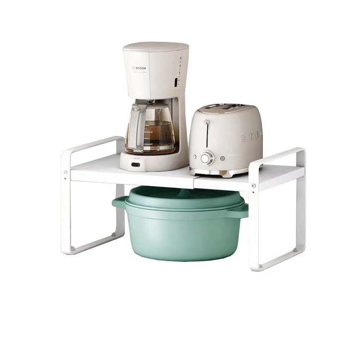 Raft extensibil pentru bucatarie, metal, 38-60 cm (L), alb, 17.5 cm (H)