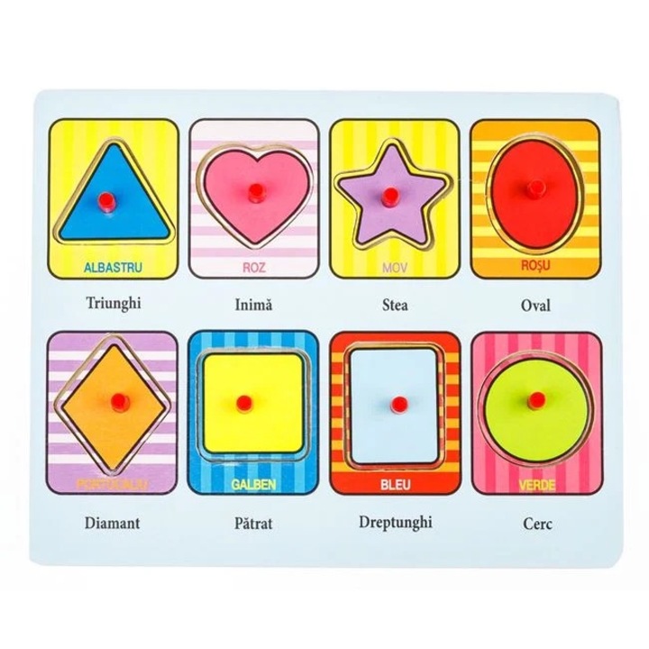 Nyland® Fa Puzzle Színes Formák Szavak 8 darabos - 22x18cm
