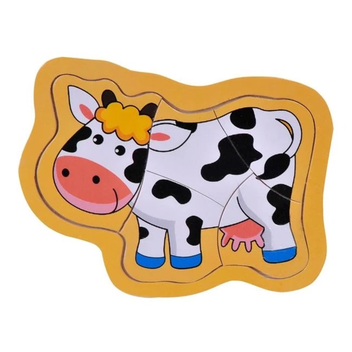Puzzle Nyland® fából, tehénke, 5 darabos - 13x17cm