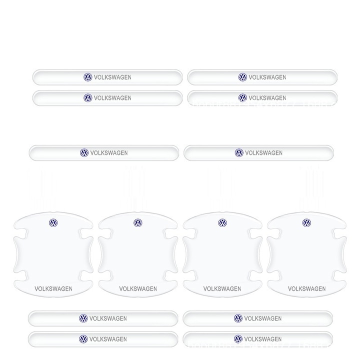 Set 14 stickere auto pentru protectia manerele usilor, transparent, 9x9cm/15x1.4cm