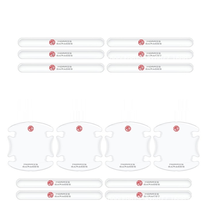Set 14 stickere auto pentru protectia manerele usilor, transparent, 9x9cm/15x1.4cm