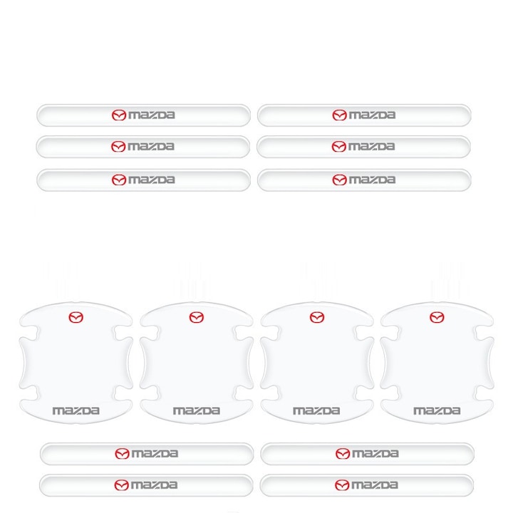 Set 14 stickere auto pentru protectia manerele usilor, transparent, 9x9cm/15x1.4cm