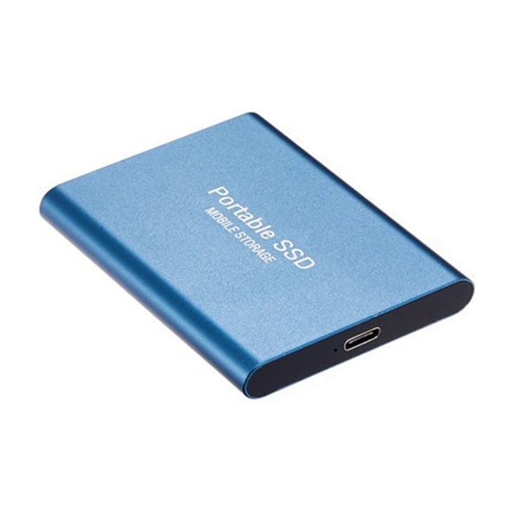 Външен твърд диск, 1TB, преносим, метален, USB 3.1 тип C, син