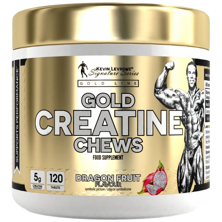 Хранителна добавка Kevin Levrone Gold Creatine Chews Creatine Monohydrate, Dragon Fruit, 120 Дъвчащи таблетки