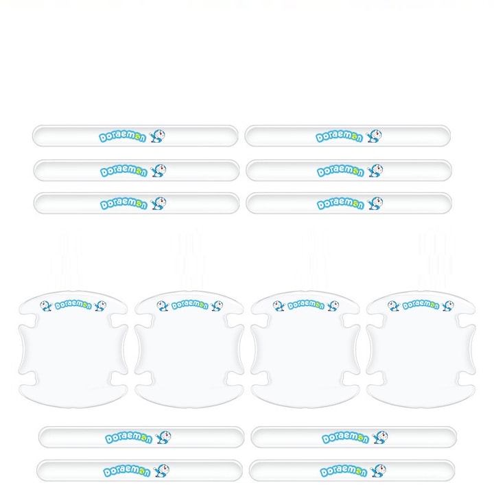 Set 14 stickere auto, protectie anti-zgarieturi, transparent, 9x9cm/15x1.4cm