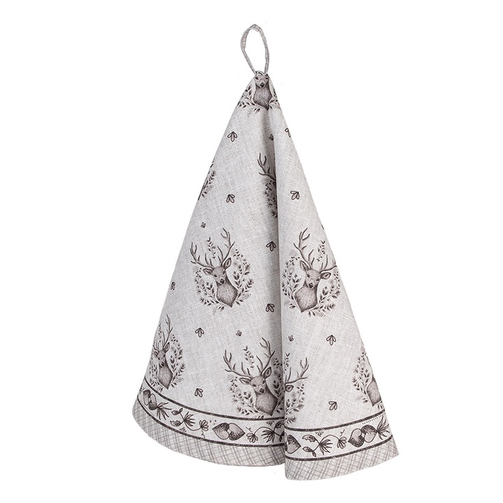 Prosop bucatarie bumbac gri bej Ren 80 cm