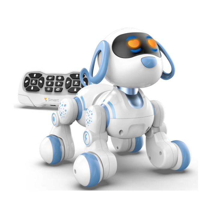 Caine robotic cu telecomanda si functie de antrenament programabil, GHEMOTOC®, interactiv, canta, danseaza, merge, lumini