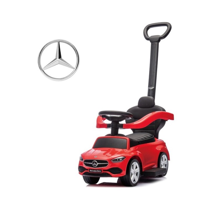 Masinuta copii 3 in 1, Mercedes C-Class Deluxe, Red, Milly Mally