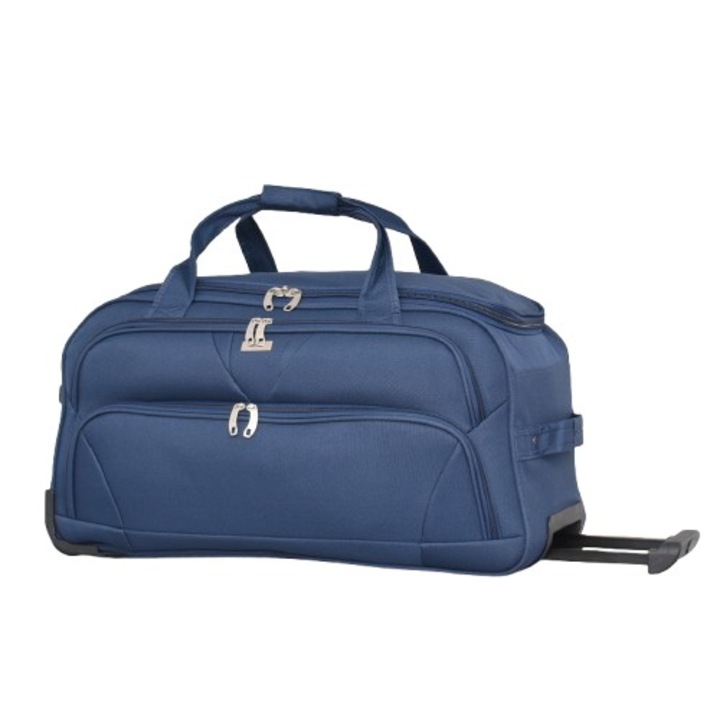 Пътна чанта с колела и теглич 22249, 66/35/32 см, Синя
