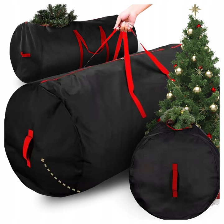 Husa de depozitare pentru pom de Craciun Marvit, dimensiuni 122 x 35 cm, ideala pentru protejarea si pastrarea pomului de Craciun dupa sarbatori, usor de utilizat si durabila, potrivita pentru depozitare ordonata, negru elegant si rezistent
