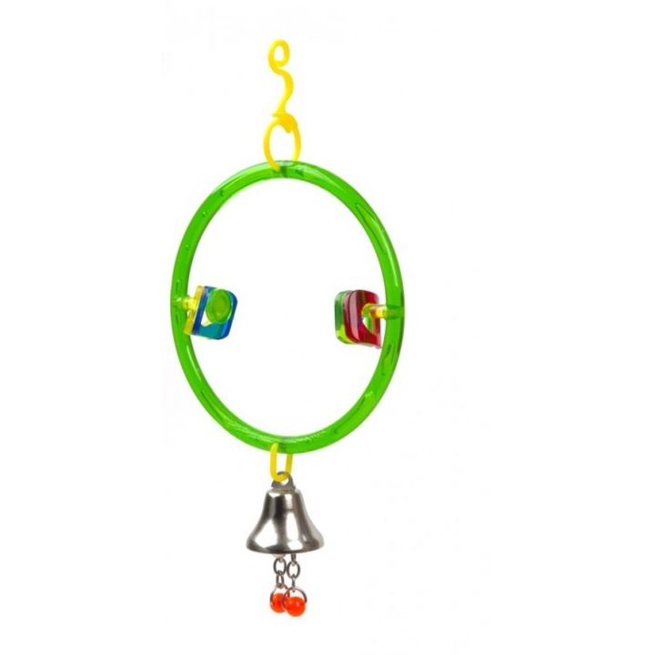 Jucarie cerc cu clopotel pentru pasari de colivie