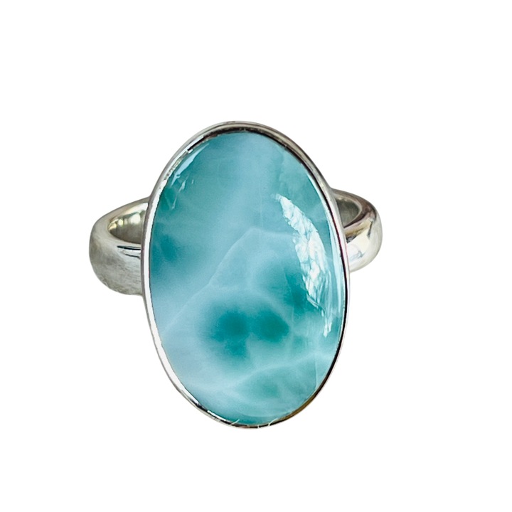 Inel ajustabil cu piatra larimar din argint model 7, Druzy, pietre semipretioase