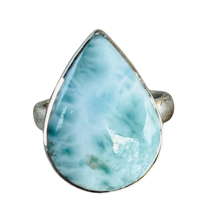 Inel ajustabil cu piatra larimar din argint model 6, Druzy, pietre semipretioase