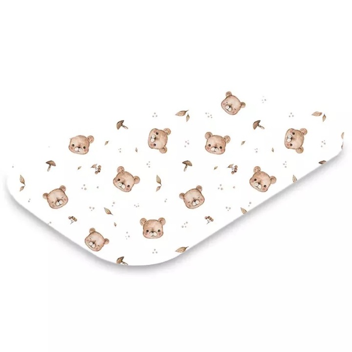 Cearceaf pentru patut, Muminky, 80x50cm, bumbac, imprimeu cu ursi