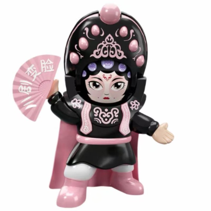 Декоративна фигурка с промяна на лицето, 10.5x12.5cm, Розова