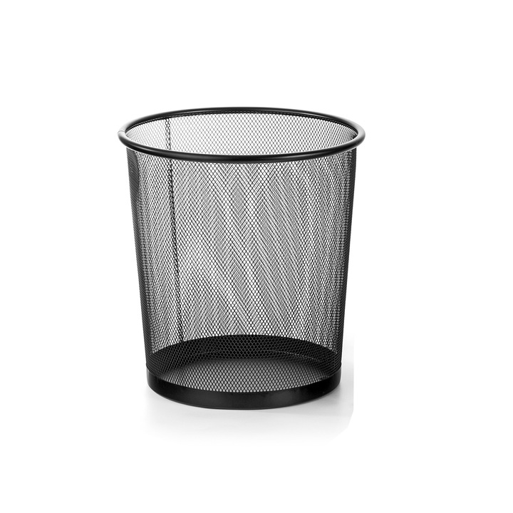 Hulladékgyűjtő Office 1, fém, hálós, 9,5 L, fekete