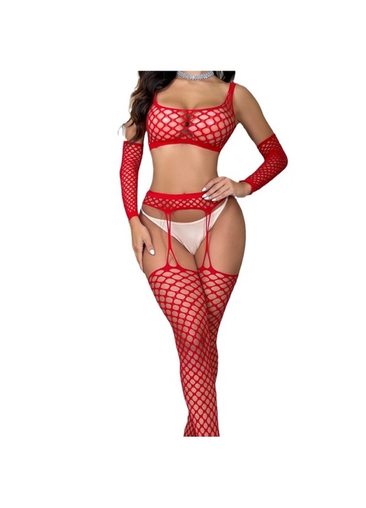 Rochie de lenjerie sexy, rosie, mini, cu maneci fluture, set cu chiloti, pentru ocazii speciale