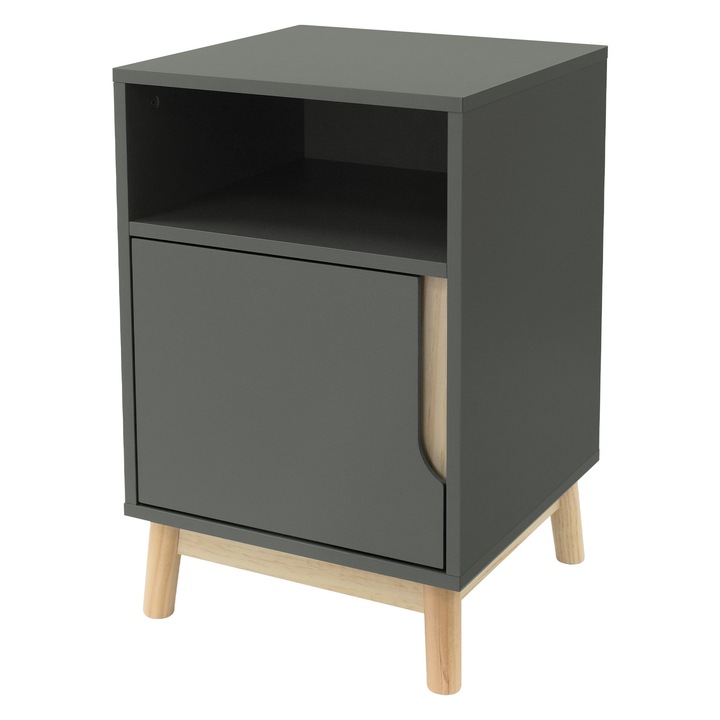 Нощно шкафче ML-Design, зелено, МДФ/борово дърво, 40x40x62 см, с отделение, модерен и универсален дизайн