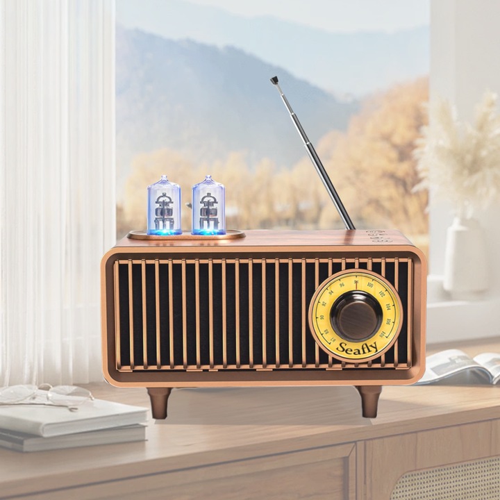 Преносимо радио, Seafly®, ретро Bluetooth високоговорители, радио, безжична Bluetooth 5.1 връзка, подходящо за домашен офис, събирания на открито, iPhone, Android, наличен