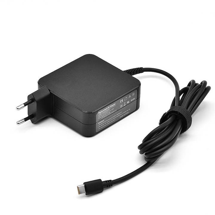 Зарядно за лаптоп, DicBoster, 65W, 20V, 3.25A, интерфейс type c, за Lenovo, Asus, HP, черно