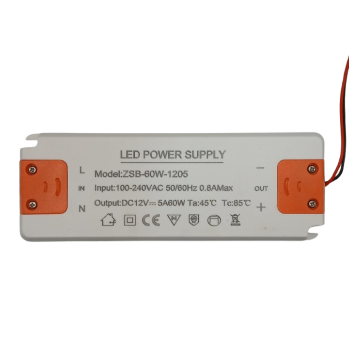 Sursa de alimentare LED 12V 60W 5A IP20, Model: ZSB-60W-1205