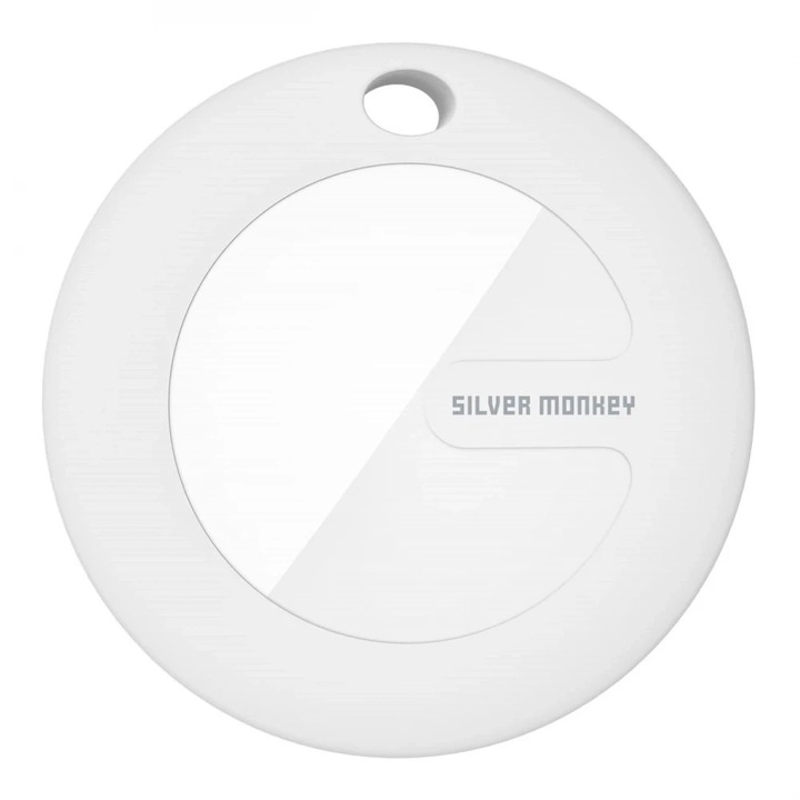Silver Monkey Bluetooth lokátor kompatibilis az Apple FindMy-val - fehér
