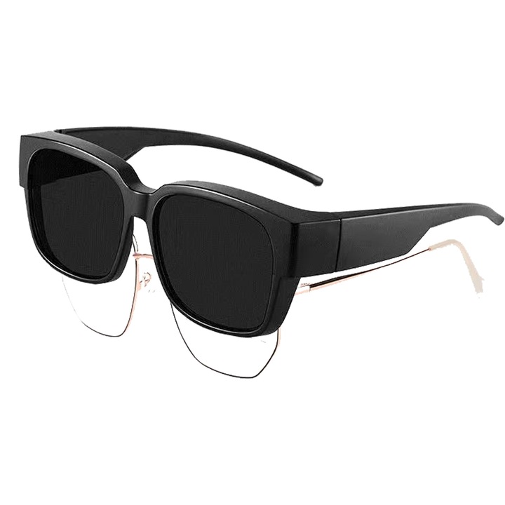 Ochelari de soare concepti pentru persoanele cu miopie，Pentru barbati si femei， Cat Eye, UV400, negru