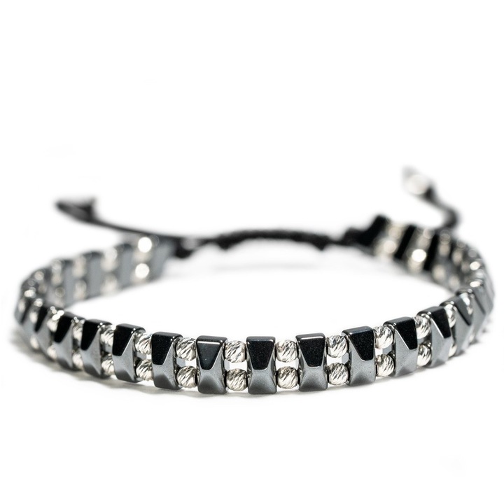 Bratara cu 58 de bile de Argint 925 si Hematit