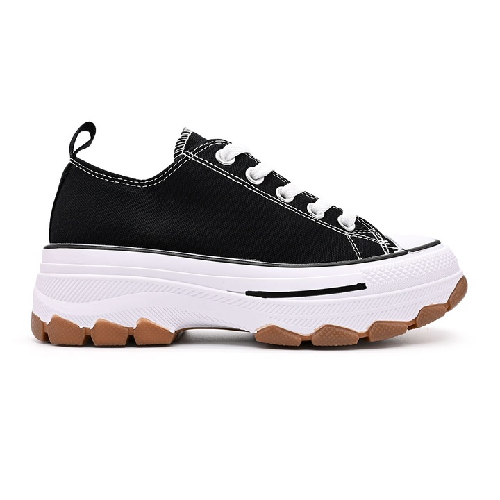 Tenisi de dama, Cu talpa flatform, TD1274, Negru