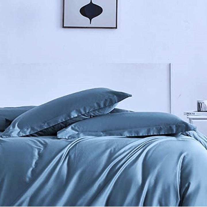 Set 2 fete de perna Kotonia Home Damasc Saten DeLux - 70x70 cm, 100% bumbac, silver grey