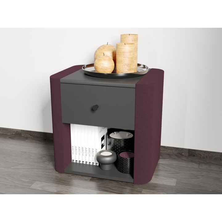 Set 2 noptiere, Genere, MovRiviera36, Tapitate, L 47.5 x A 36 x H 47 cm