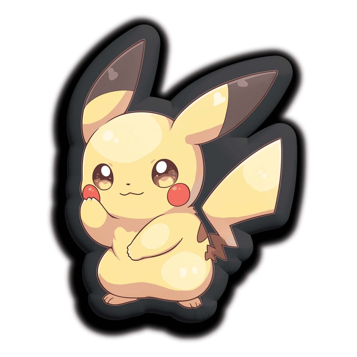 Pokemon Pikachu plüss díszpárna, velúr anyag, szilikon golyós töltelék, Öko-Tex minősítés, 100% poliészter
