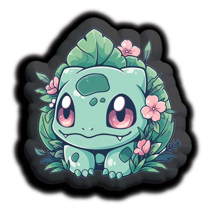 Pokemon Bulbasaur plüss díszpárna, Párnagyár, velúr anyag, szilikon golyós töltelék, Öko-Tex minősítés, 100% poliészter