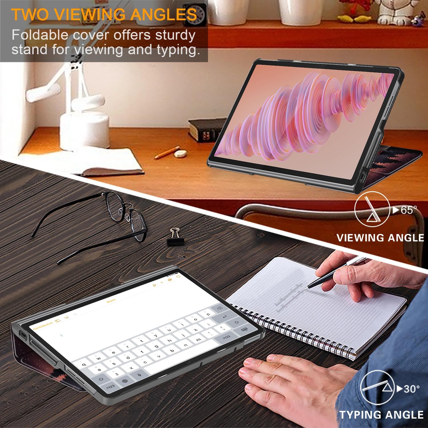 Husa pentru Lenovo Tab Plus (TB351FU) 11.5 inch 2024, Carcasa protectoare subtire cu suport si functie de trezire/dormire automata, Amurg
