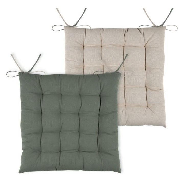 Perna Pentru Scaun, Stof, Duo, Cu1490329Gal, 40X40 Cm, Motiv De Clasic, Design Unic, Patrat, Poliester, Verde/Bej