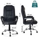 Scaun birou ergonomic directorial, Quasar & Co.®, model Kappa, piele ecologica, inaltime reglabila, sistem balansoar, baza cromata, negru