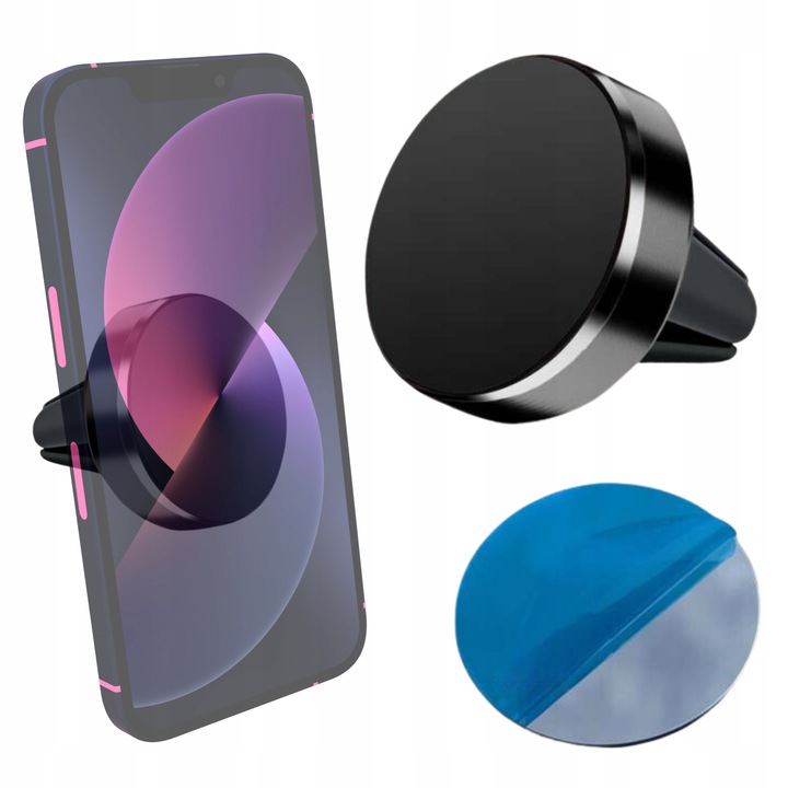 Mágneses autós telefontartó, erős neodímium mágneses rendszer, univerzális minden telefonmodellhez, kiváló minőségű, tartós anyagok, fekete