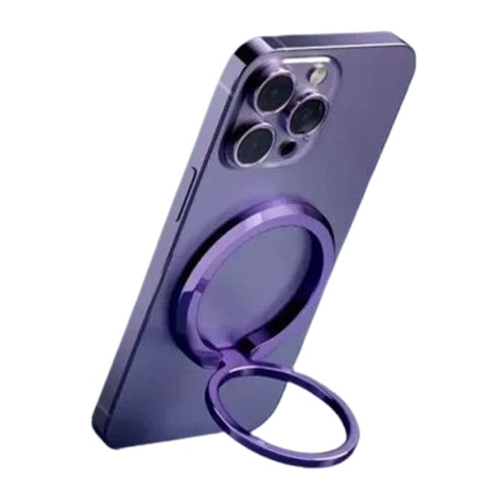 Suport Inel Magsafe, Ultra Grip, Rotativ si Ajustabil, Magneti puternici, Metal, Mov