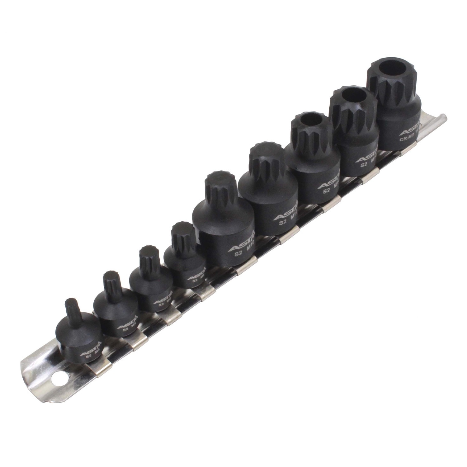 Set chei biti XZN de impact, ASTA, M4-M18, 1/4”-3/8”, 9 piese